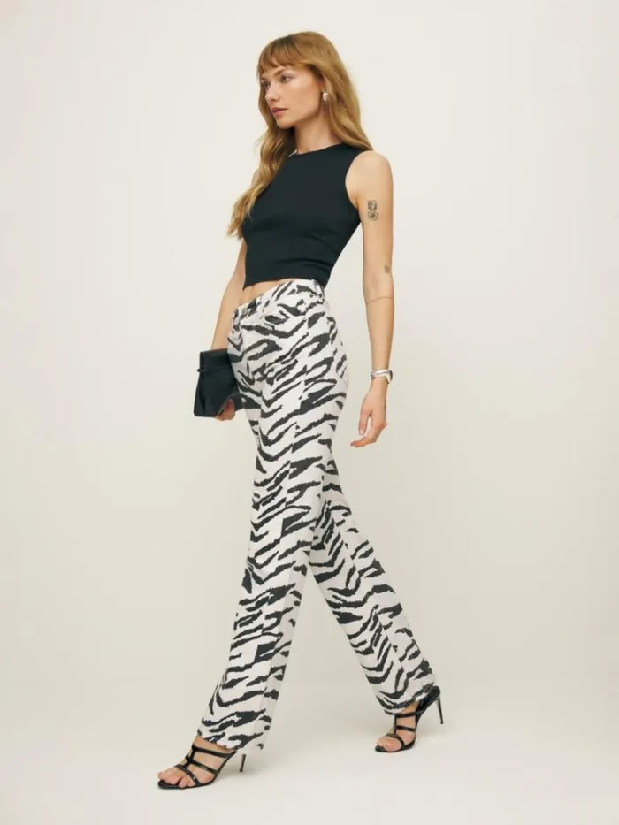 Clothing The Reformation Cynthia High Rise Straight Jeans Zebra