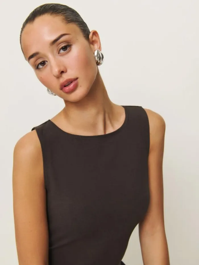 Clothing The Reformation Defina Knit Dress Mole