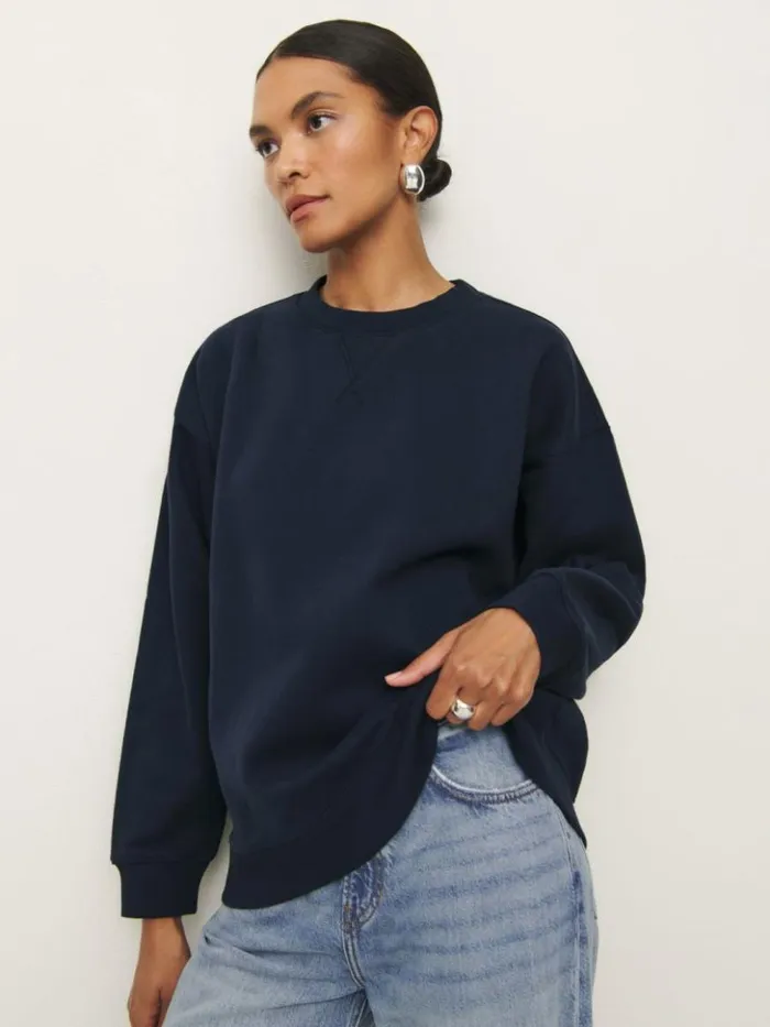 Clothing The Reformation Drew Vintage Oversized Crewneck Sweatshirt Midnight