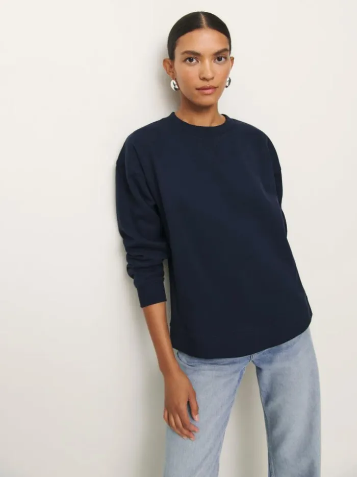 Clothing The Reformation Drew Vintage Oversized Crewneck Sweatshirt Midnight