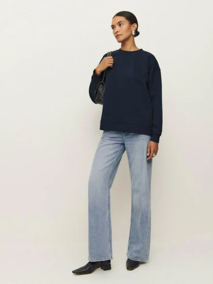 Clothing The Reformation Drew Vintage Oversized Crewneck Sweatshirt Midnight