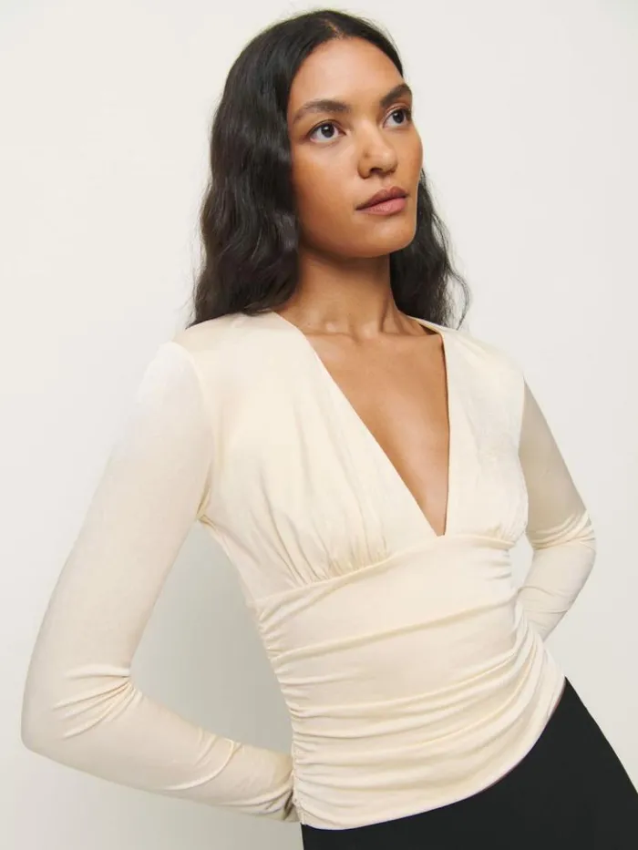 Clothing The Reformation Ines Knit Top Ivory