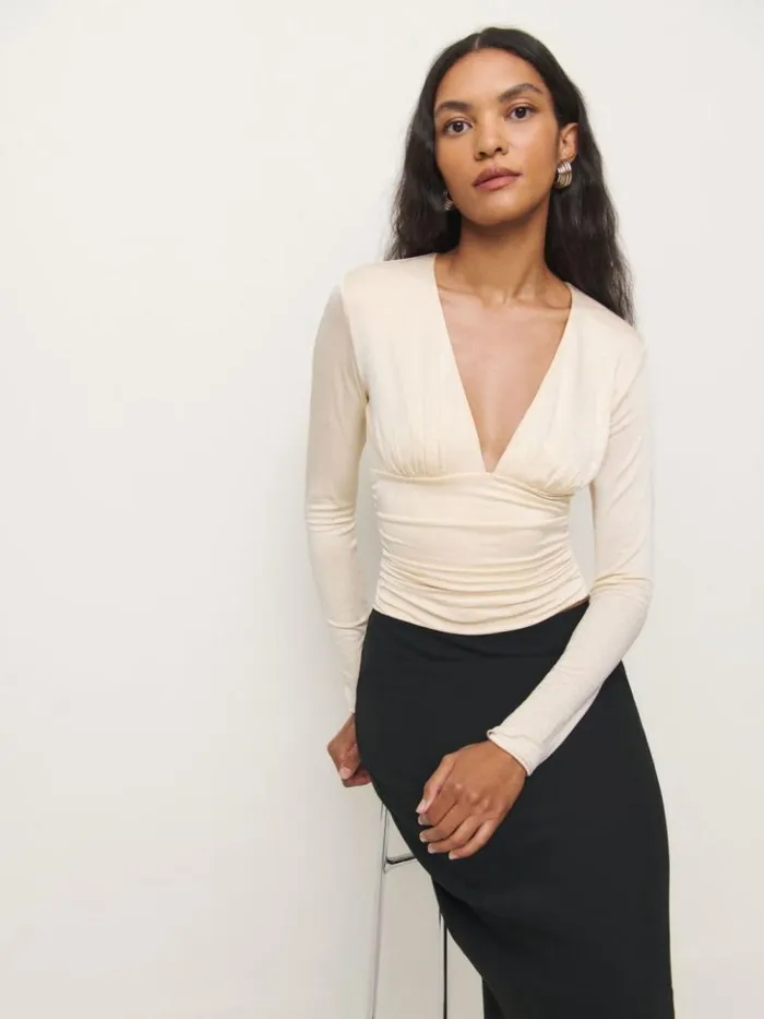 Clothing The Reformation Ines Knit Top Ivory