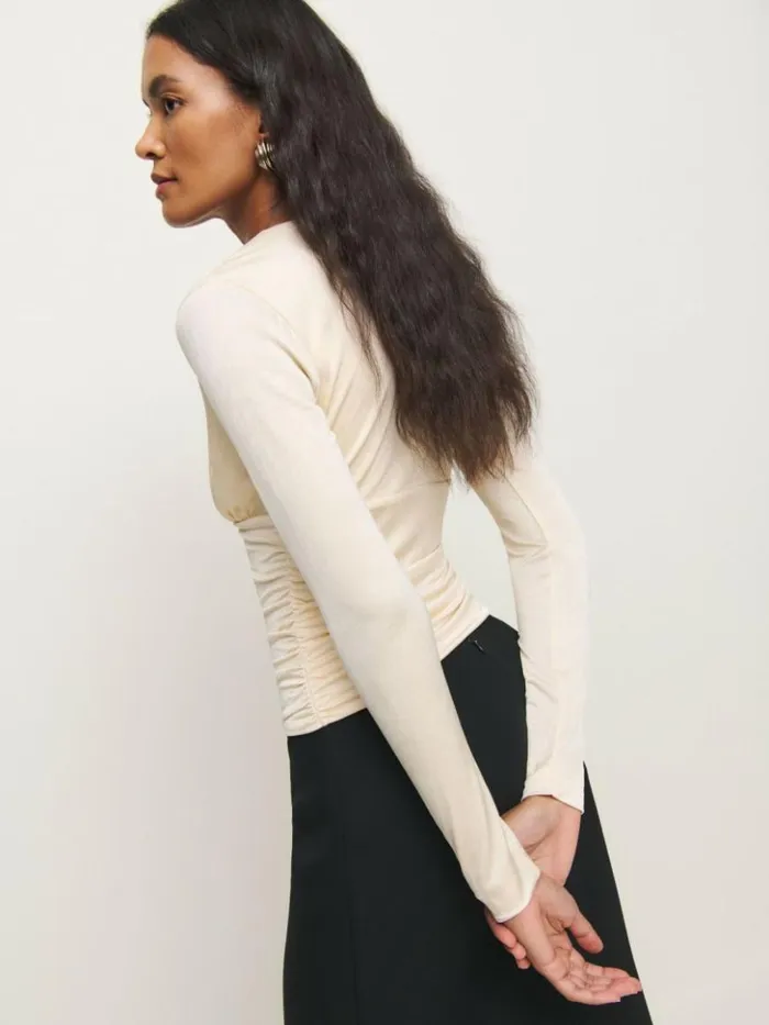 Clothing The Reformation Ines Knit Top Ivory