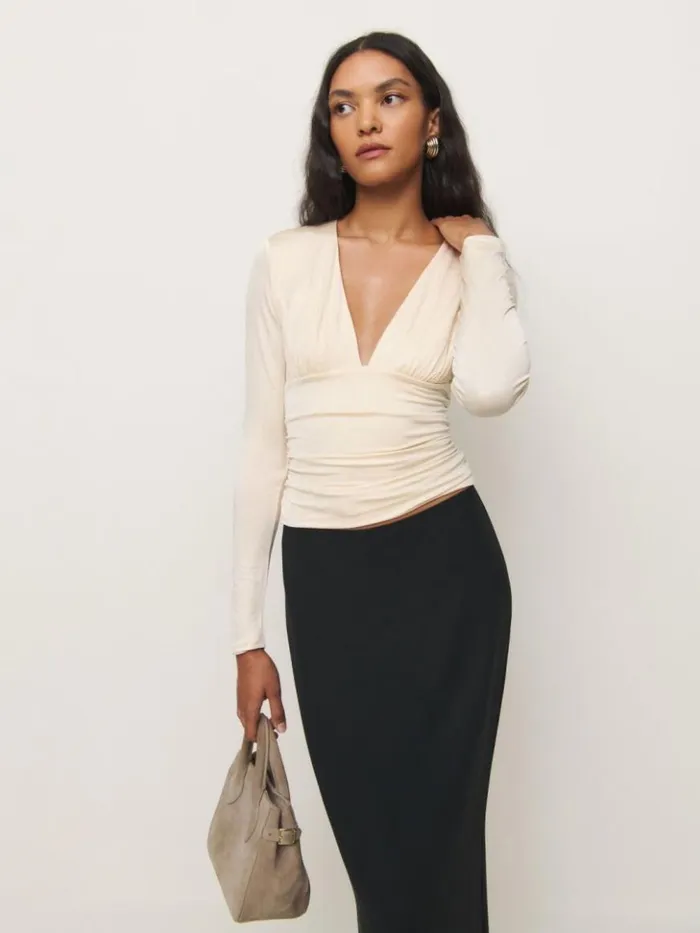Clothing The Reformation Ines Knit Top Ivory