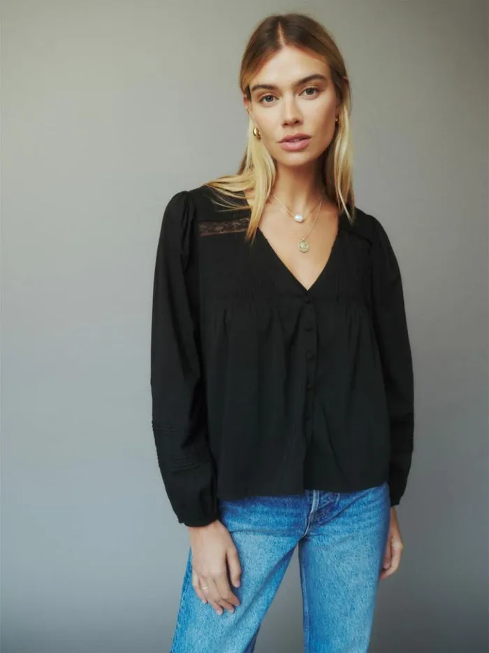 Clothing The Reformation Livvy Top Black