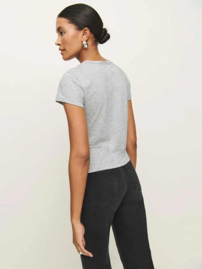 Clothing The Reformation Max Slim Tee Heather Grey