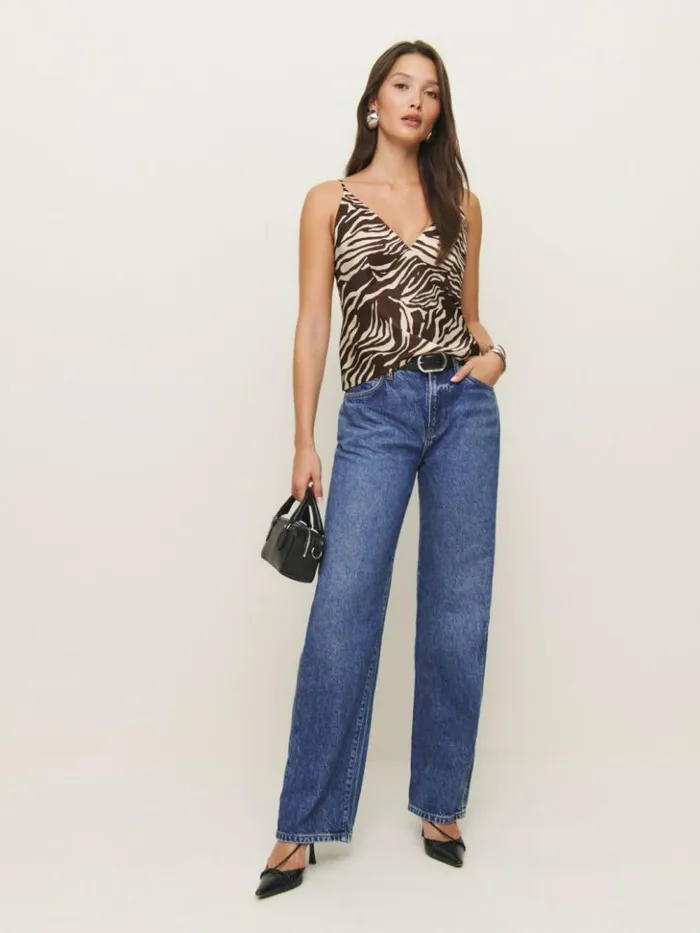 Clothing The Reformation Mickey Satin Top Stampede