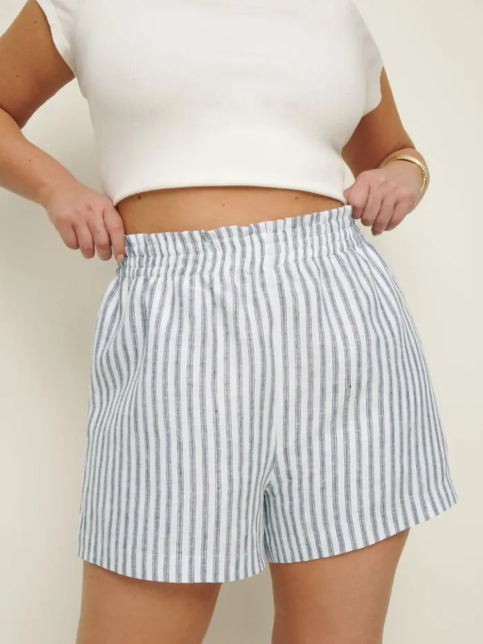 Clothing The Reformation Mila Linen Short Es Antibes Stripe