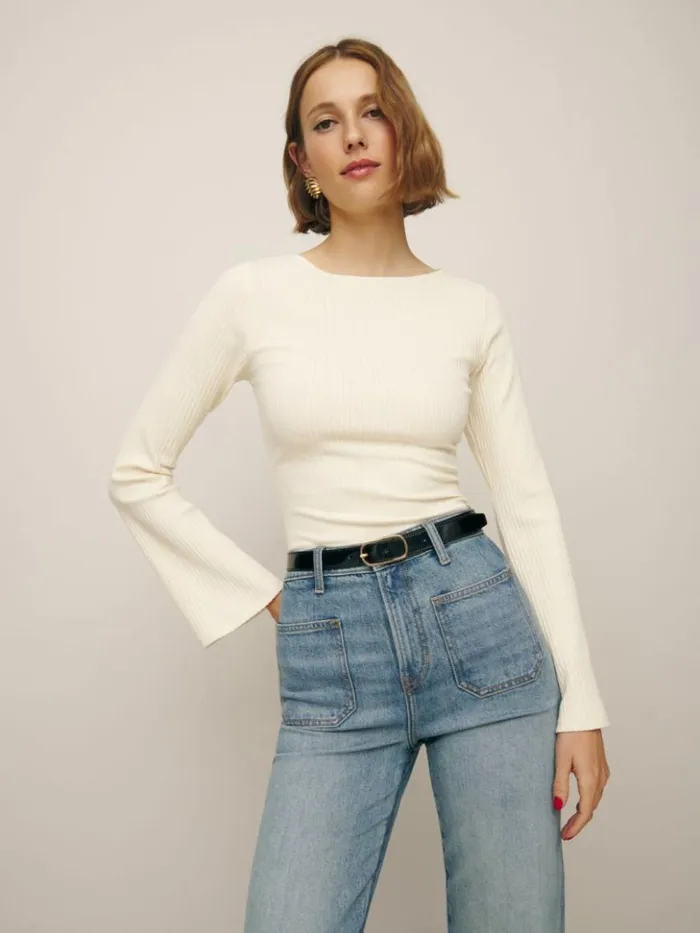 Clothing The Reformation Miller Knit Top Sugar