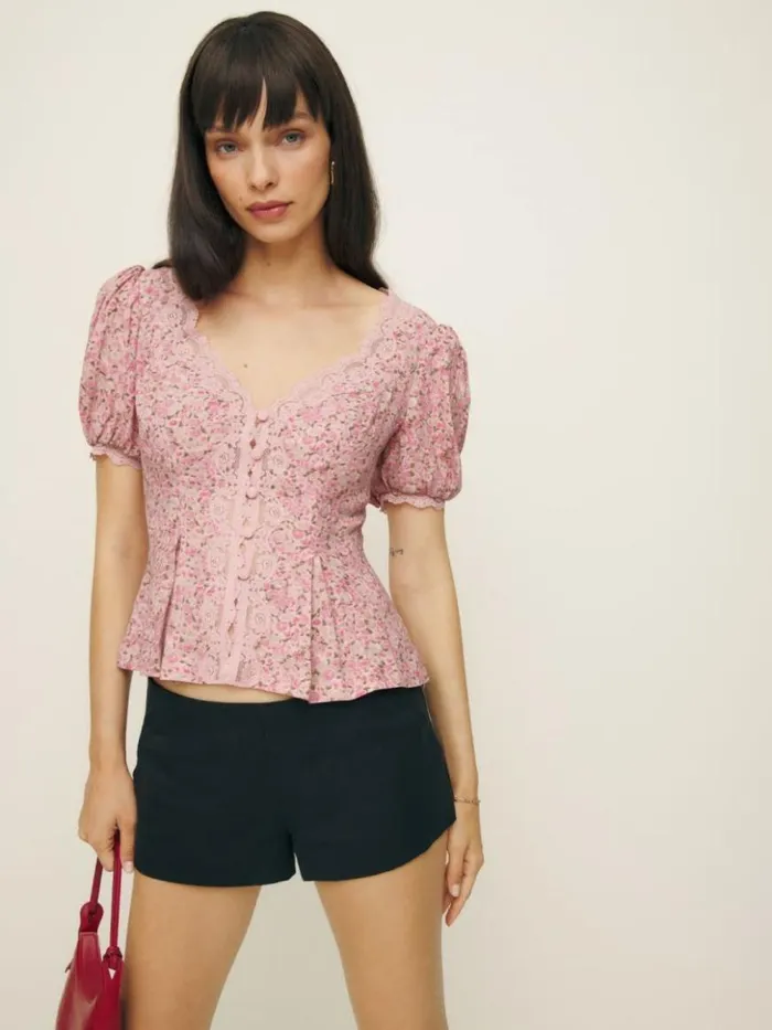 Clothing The Reformation Minette Top Rosin