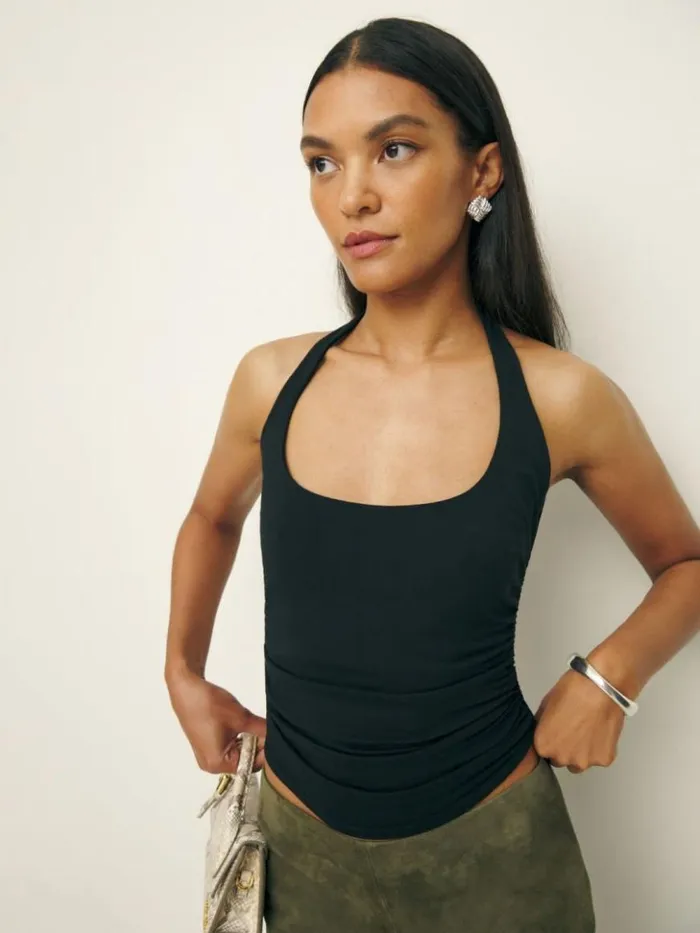 Clothing The Reformation Molly Knit Top Black
