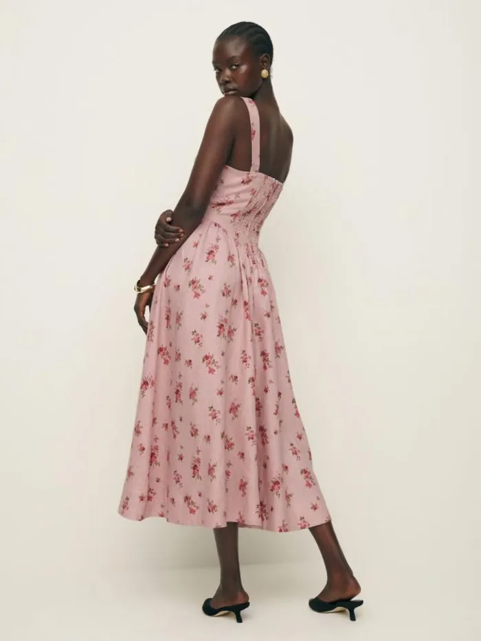 Clothing The Reformation Petites Balia Linen Dress Tea Time