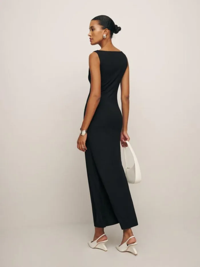 Clothing The Reformation Raine Knit Dress Black