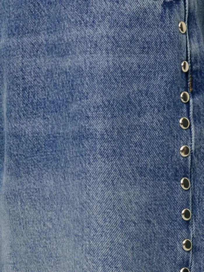 Clothing The Reformation Raye Mid Rise Relaxed 6034 Jean Shorts Chesapeake Studded