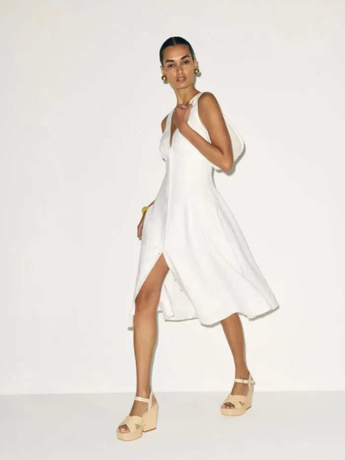 Clothing The Reformation Sebastien Linen Dress White