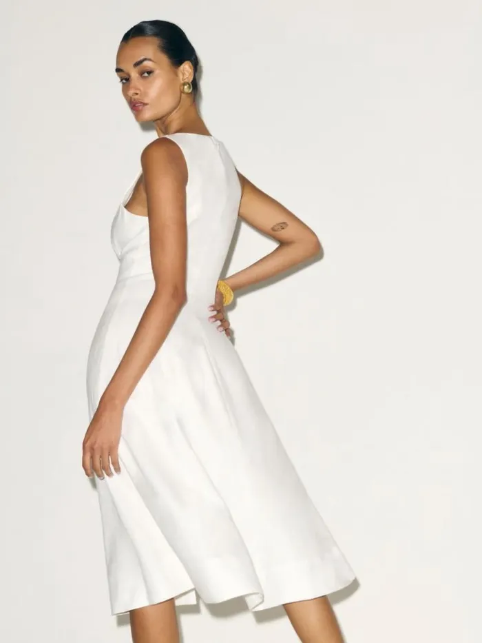 Clothing The Reformation Sebastien Linen Dress White