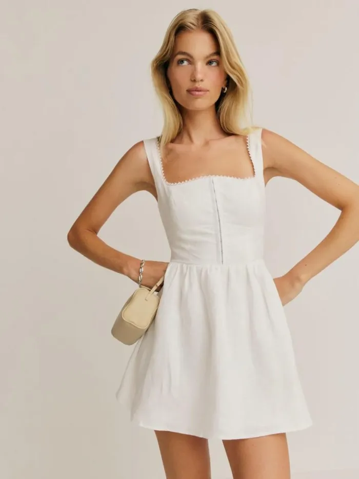 Clothing The Reformation Sheri Linen Dress White