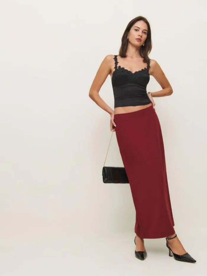 Clothing The Reformation Skyla Satin Top Black