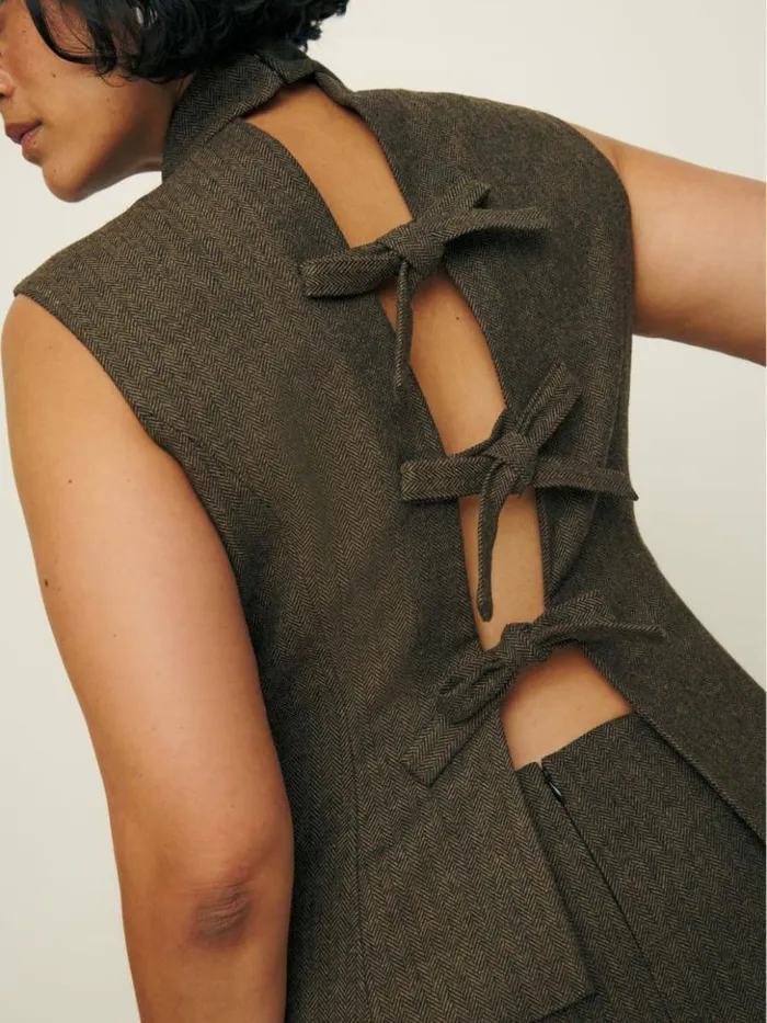 Clothing The Reformation Sutton Top Es Brown Herringbone