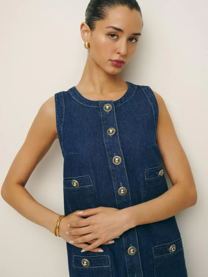 Clothing The Reformation Tropez Denim Mini Dress Salinas