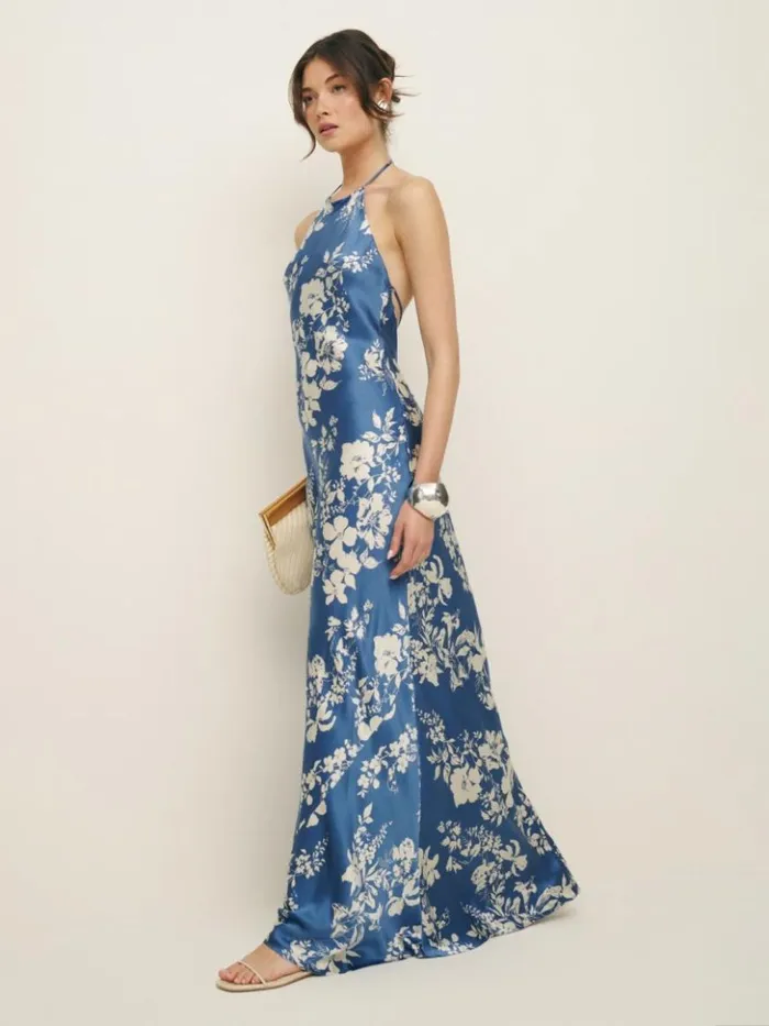 ClothingWeddings The Reformation Jeany Silk Dress Cyanotype