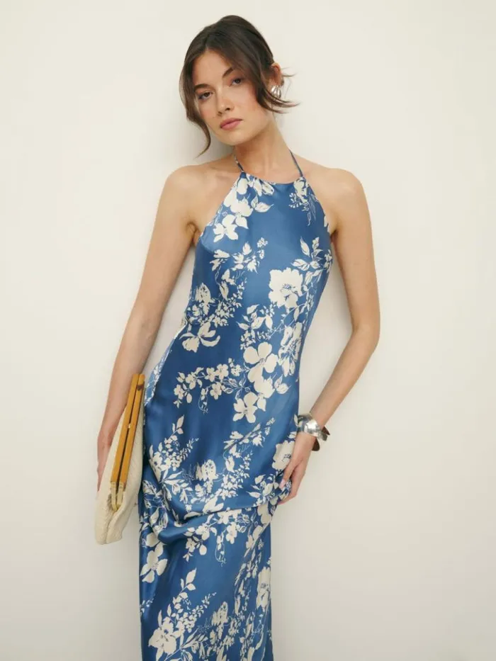 ClothingWeddings The Reformation Jeany Silk Dress Cyanotype