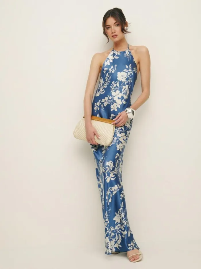 ClothingWeddings The Reformation Jeany Silk Dress Cyanotype