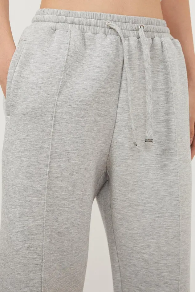 CoOrds Women Karen Millen Premium Scuba Wide Leg Joggers Grey Marl