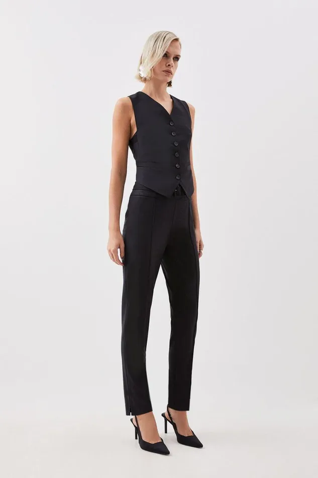 CoOrds Women Karen Millen The Founder Tailored Wool Blend Tie Detail Jacket and Trouser Set Black
