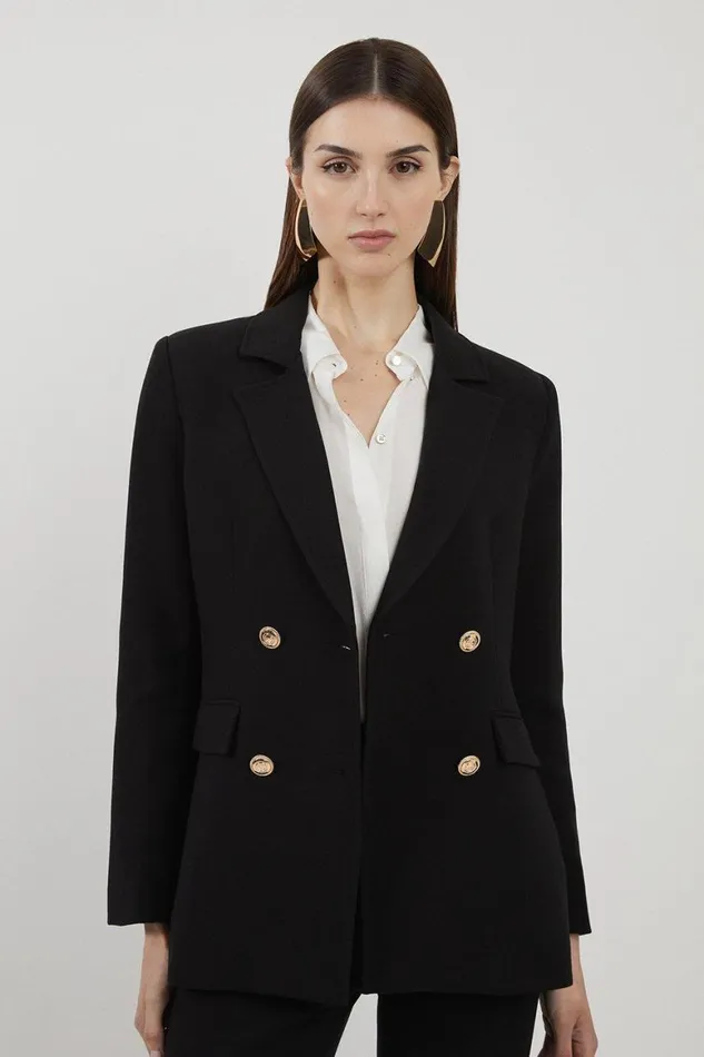 Coats and Jackets Women Karen Millen Compact Stretch Essential Tailored Doubled Breasted Blazer Black Coats and Jackets Women Karen Millen Compact Stretch Essential Tailored Doubled Breasted Blazer Black