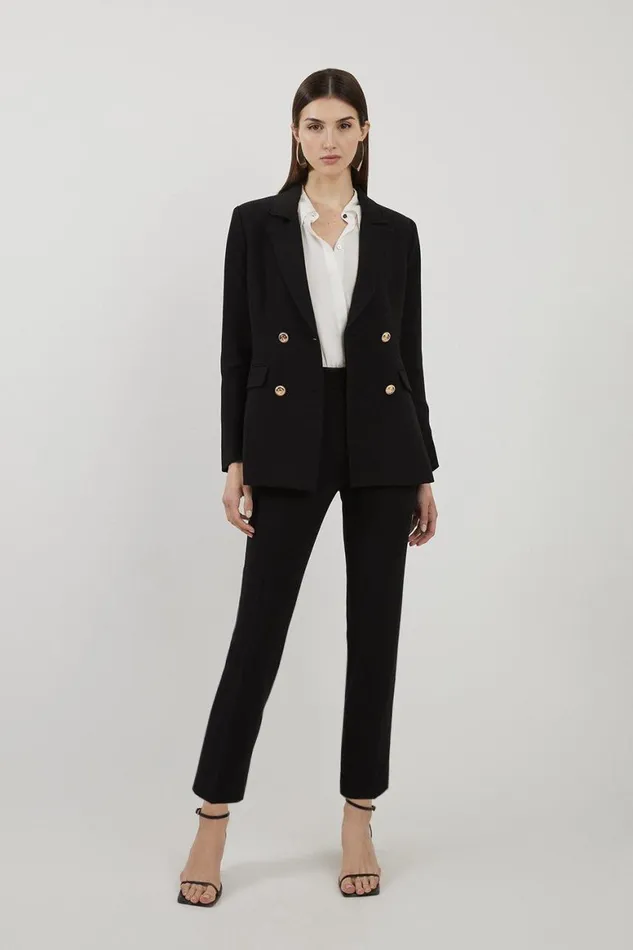 Coats and Jackets Women Karen Millen Compact Stretch Essential Tailored Doubled Breasted Blazer Black