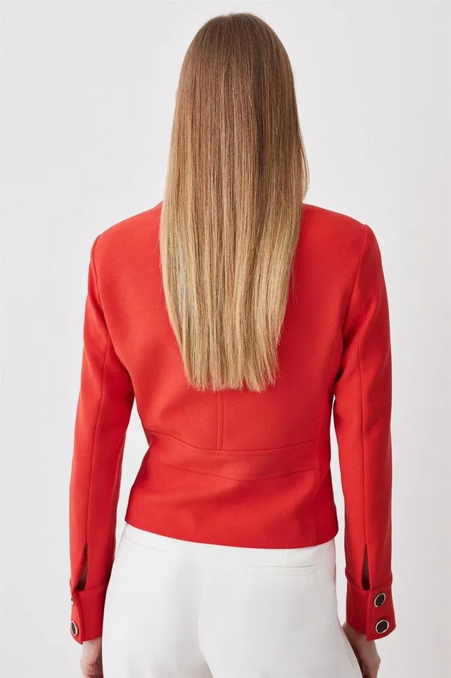 Coats and Jackets Women Karen Millen Compact Stretch Military Jacket Red