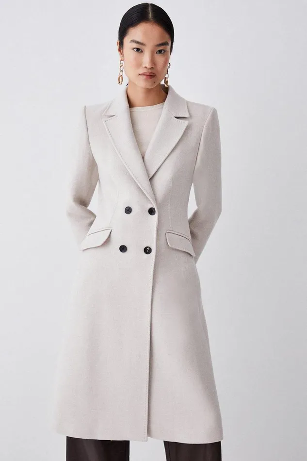 Coats and Jackets Women Karen Millen Italian Wool Fitted Coat