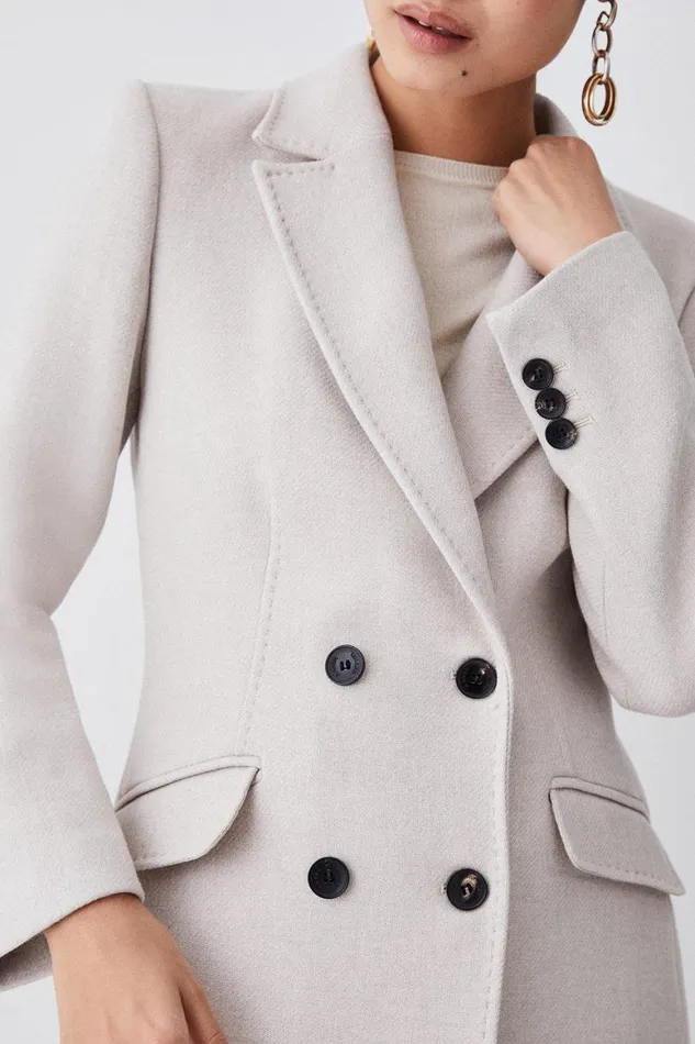 Coats and Jackets Women Karen Millen Italian Wool Fitted Coat
