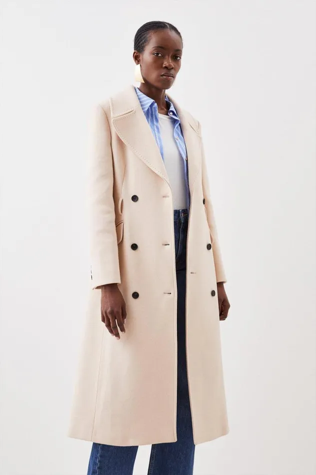 Coats and Jackets Women Karen Millen Tailored Self Belt Detail Midaxi Coat Blush