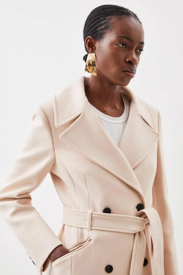 Coats and Jackets Women Karen Millen Tailored Self Belt Detail Midaxi Coat Blush
