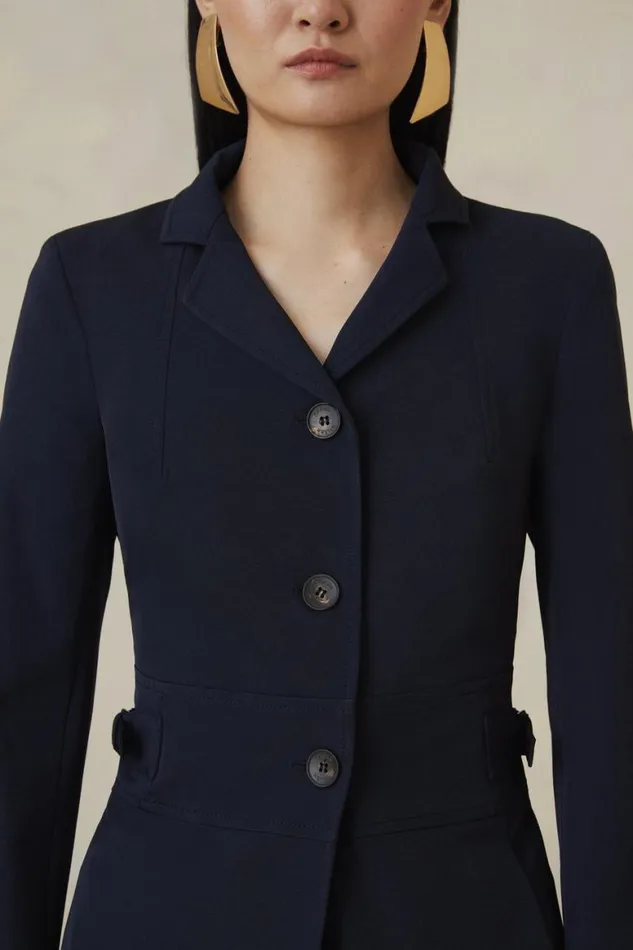 Coats and Jackets Women Karen Millen The Founder Italian Technical Stretch Tailored Tab Jacket Navy