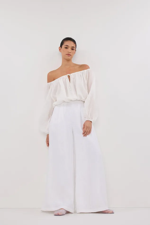 CODY WHITE WIDE LINEN PANT Women DISSH Pants