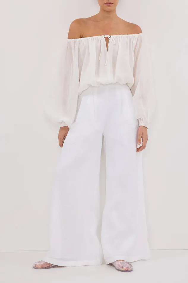 CODY WHITE WIDE LINEN PANT Women DISSH Pants