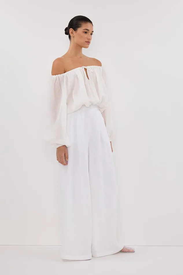 CODY WHITE WIDE LINEN PANT Women DISSH Pants