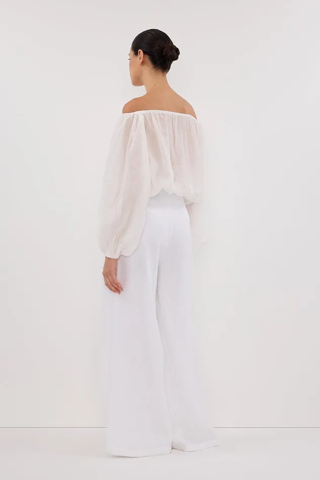 CODY WHITE WIDE LINEN PANT Women DISSH Pants