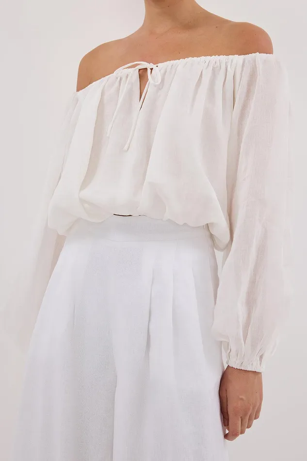 CODY WHITE WIDE LINEN PANT Women DISSH Pants