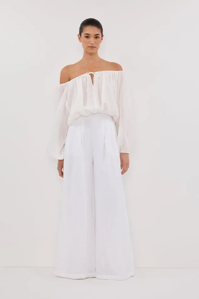 CODY WHITE WIDE LINEN PANT Women DISSH Pants