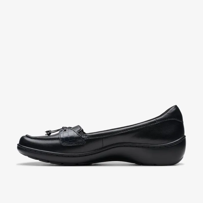 Cora Haley Black Leather Women Clarks Flats