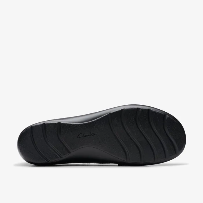 Cora Haley Black Leather Women Clarks Flats