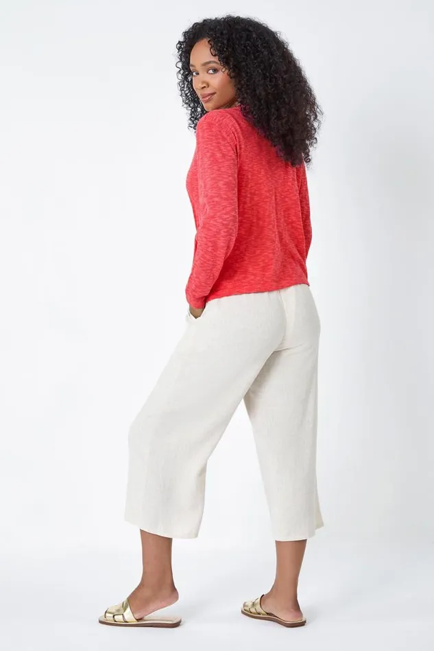 Coral Petite Waterfall Front Cotton Knit Cardigan Women Roman Knitwear