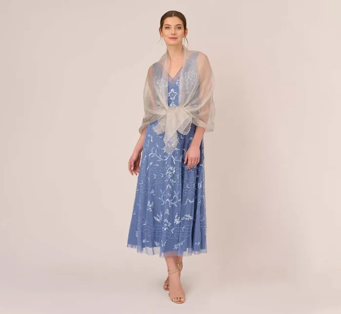 Cover Ups Womens Adrianna Papell Metallic Sheer Wrap In Silver