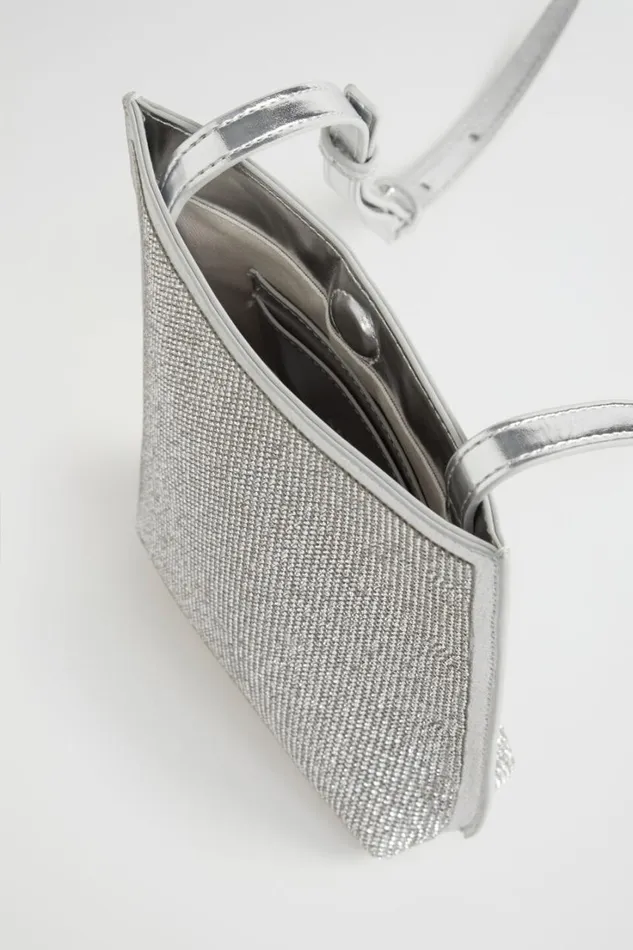 Cross Body Woman Seed Heritage Embellished Crossbody Pouch Silver