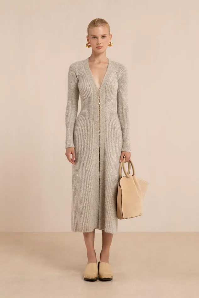 Cult Gaia Bessiana Knit Dress Fog Women Dresses